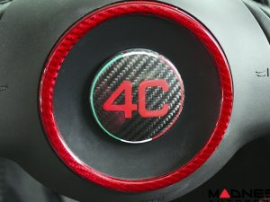 Alfa Romeo 4C Steering Wheel Trim - Carbon Fiber - Badge Cover - 4C Logo w/ Italian Theme